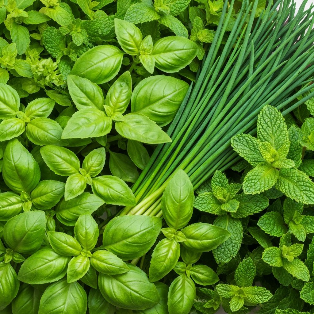 Fresh botanical herbs and green plants